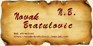 Novak Bratulović vizit kartica